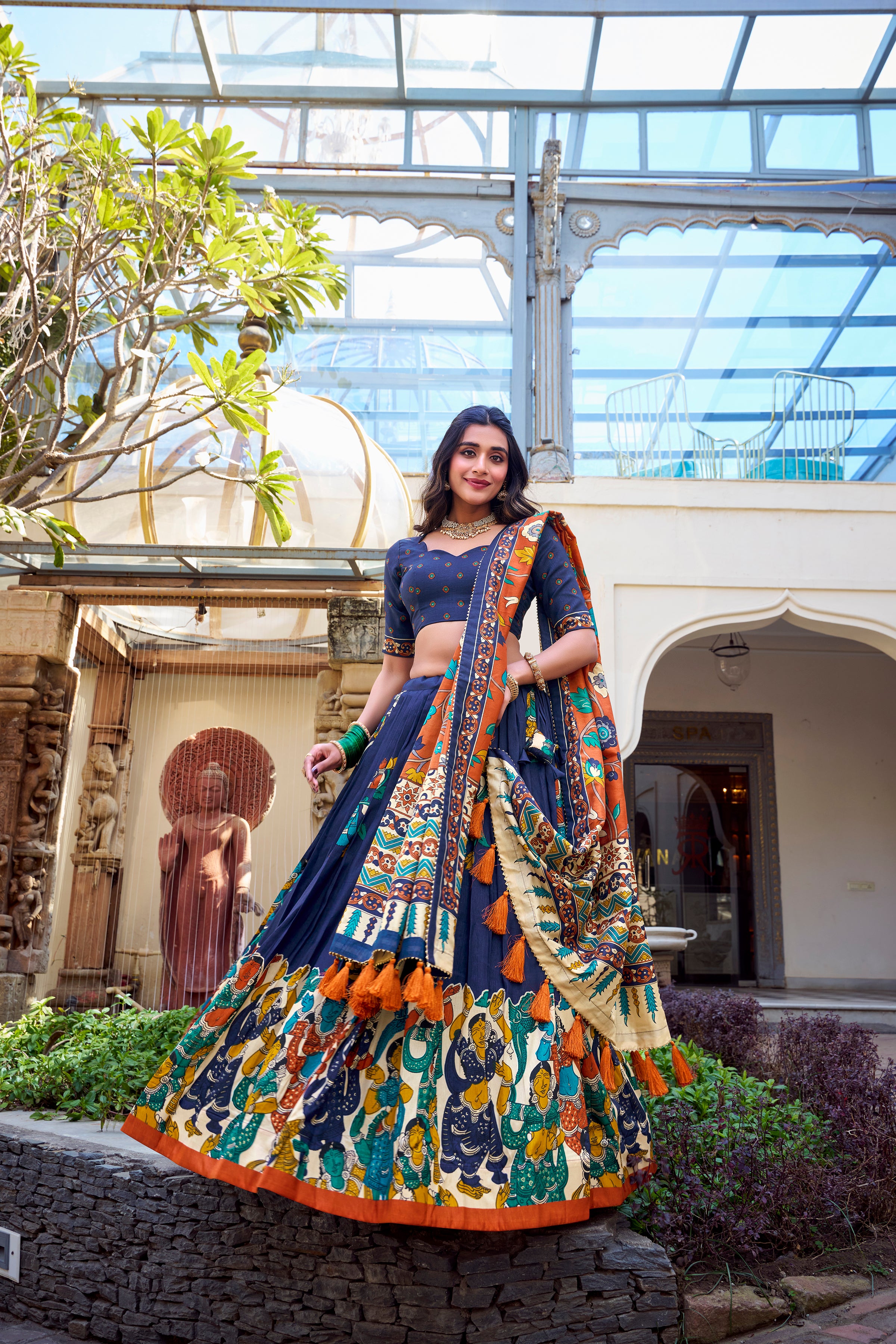 Exclusive Tussar Silk Lehenga Choli Set β Floral & Patola Print Design β¨π